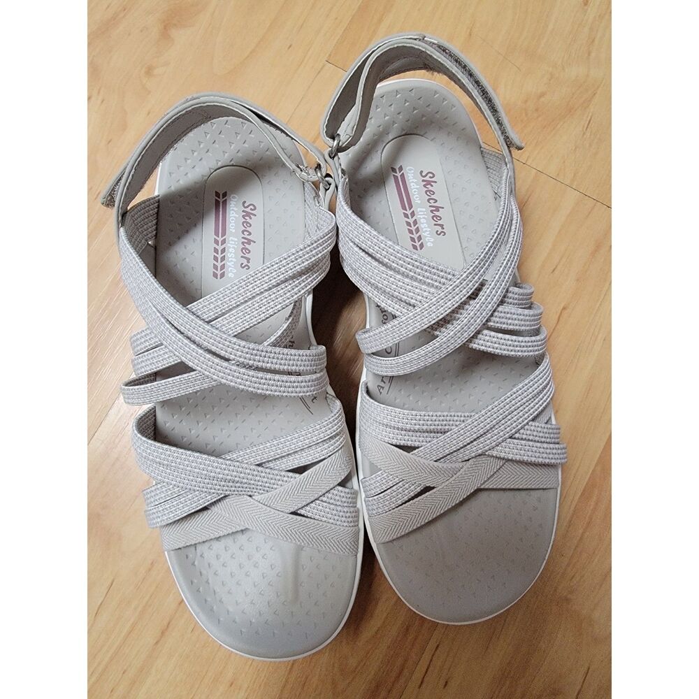 Skechers Reggae Cup Smitten By You Strappy Walking Sandals Natural Women’s 6